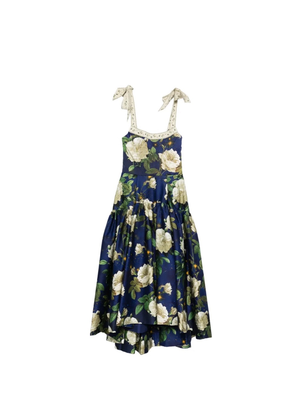 Alice + Olivia Rosalee floral bustier A-Line tie-strap midi dress in blue - Picture 5 of 6